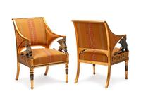 A Pair of Egyptian Revival Patinated Metal Planters