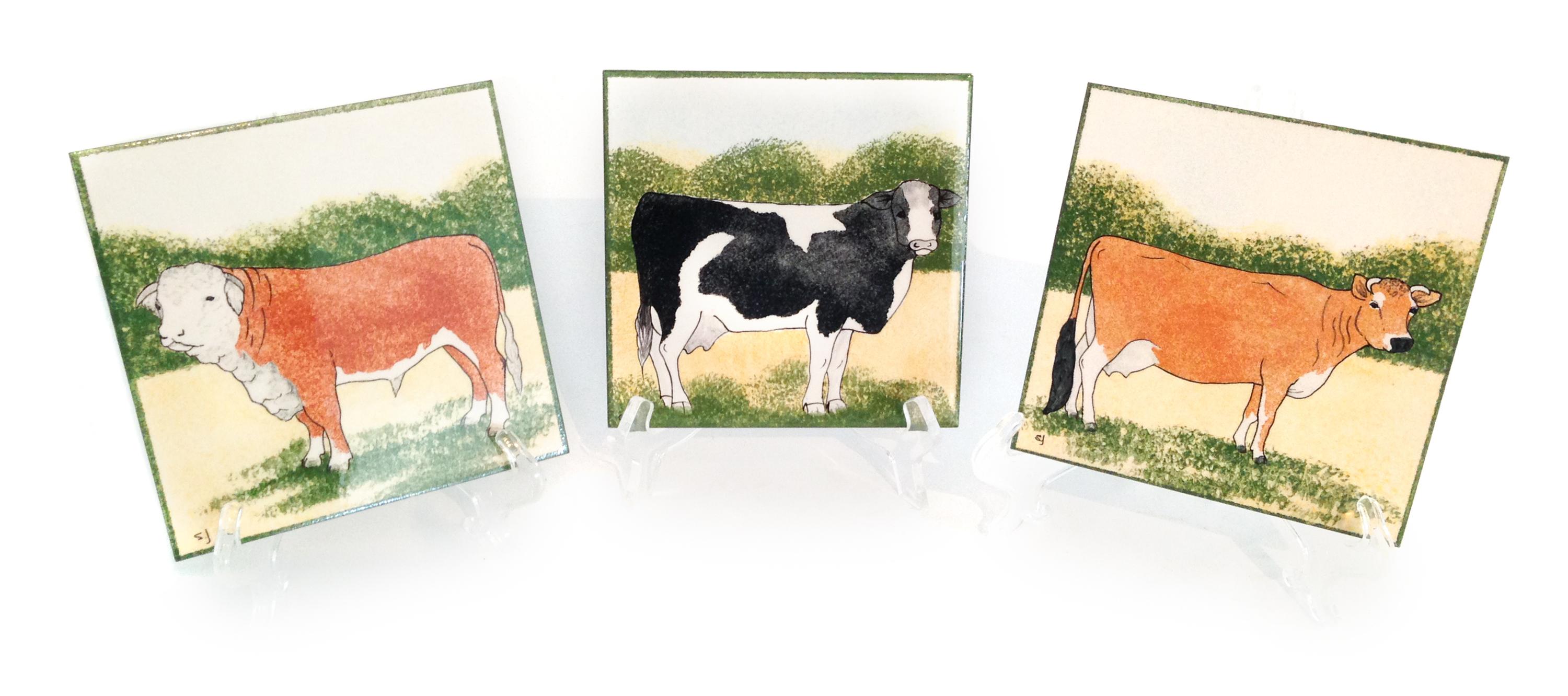 Eleven Hand Painted Ceramic Wall Tiles Height 6 x width 6 inches