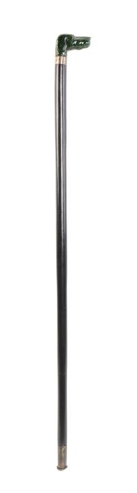 A Jade Handled Cane, Length of handle 2 1/2 x length overall 31 5/8 inches.
