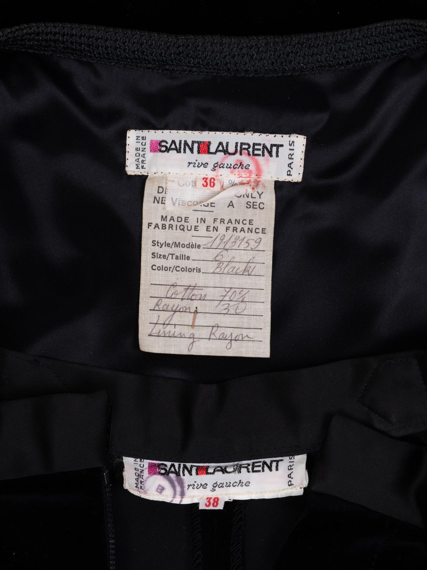 Yves Saint Laurent Rive Gauche Two-Piece Velvet Ensemble, 1970s