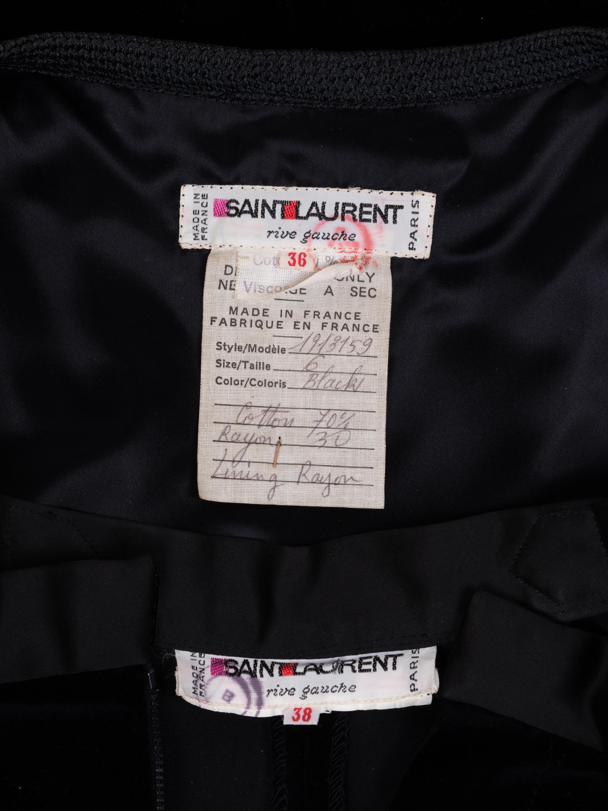 Yves Saint Laurent Rive Gauche Two-Piece Velvet Ensemble, 1970s