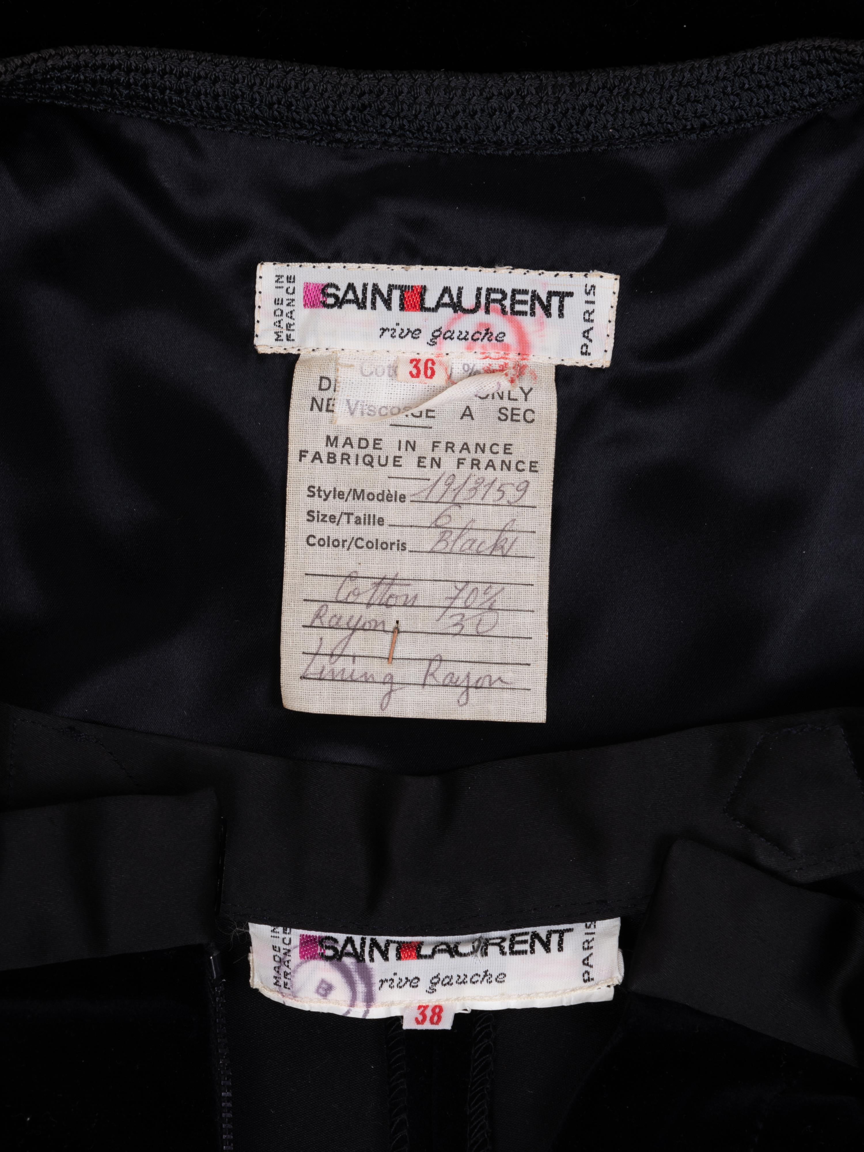 Yves Saint Laurent Rive Gauche Two-Piece Velvet Ensemble, 1970s