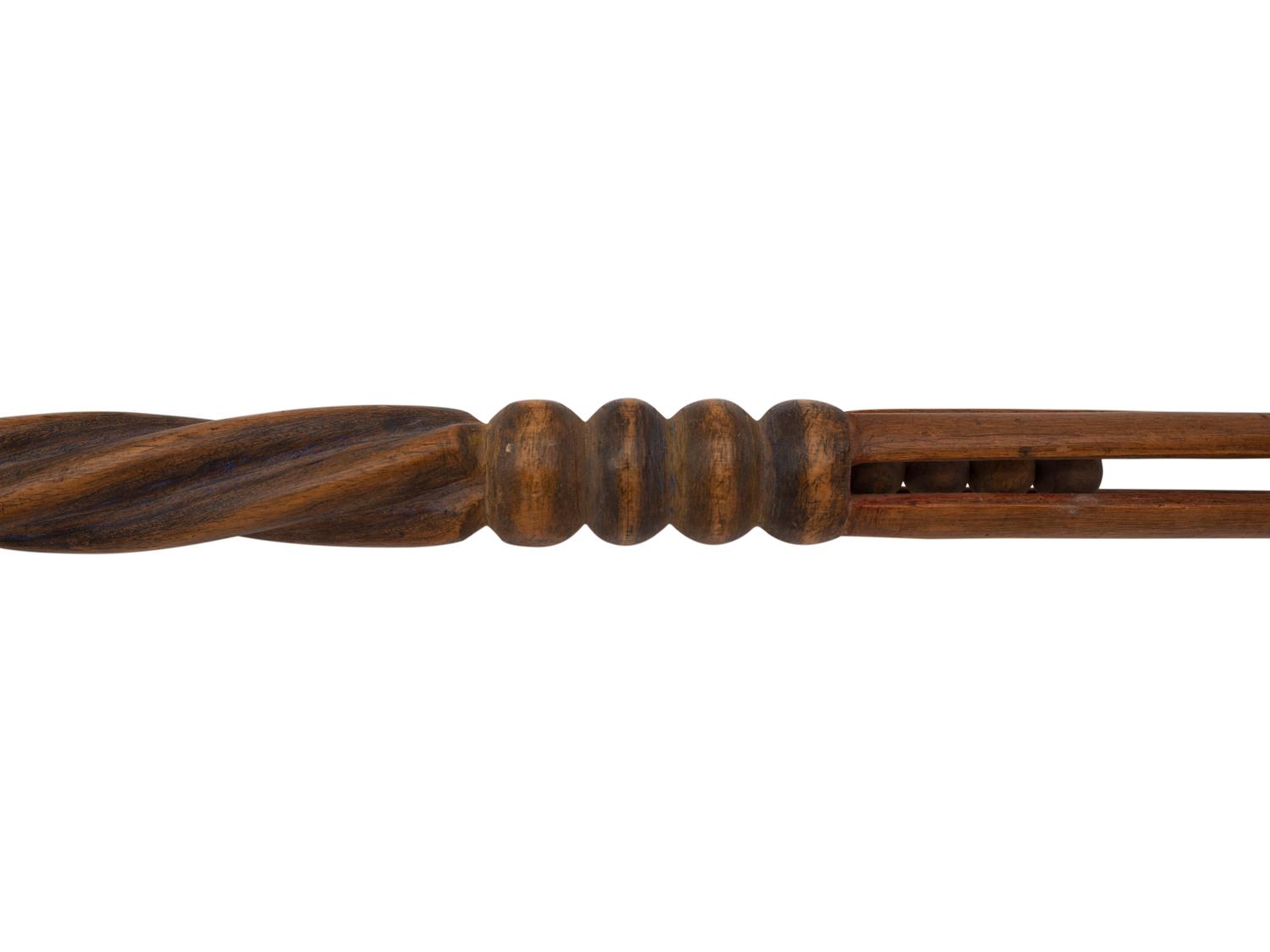 Western Great Lakes Polychrome Wood Staff, with Puzzle Stem