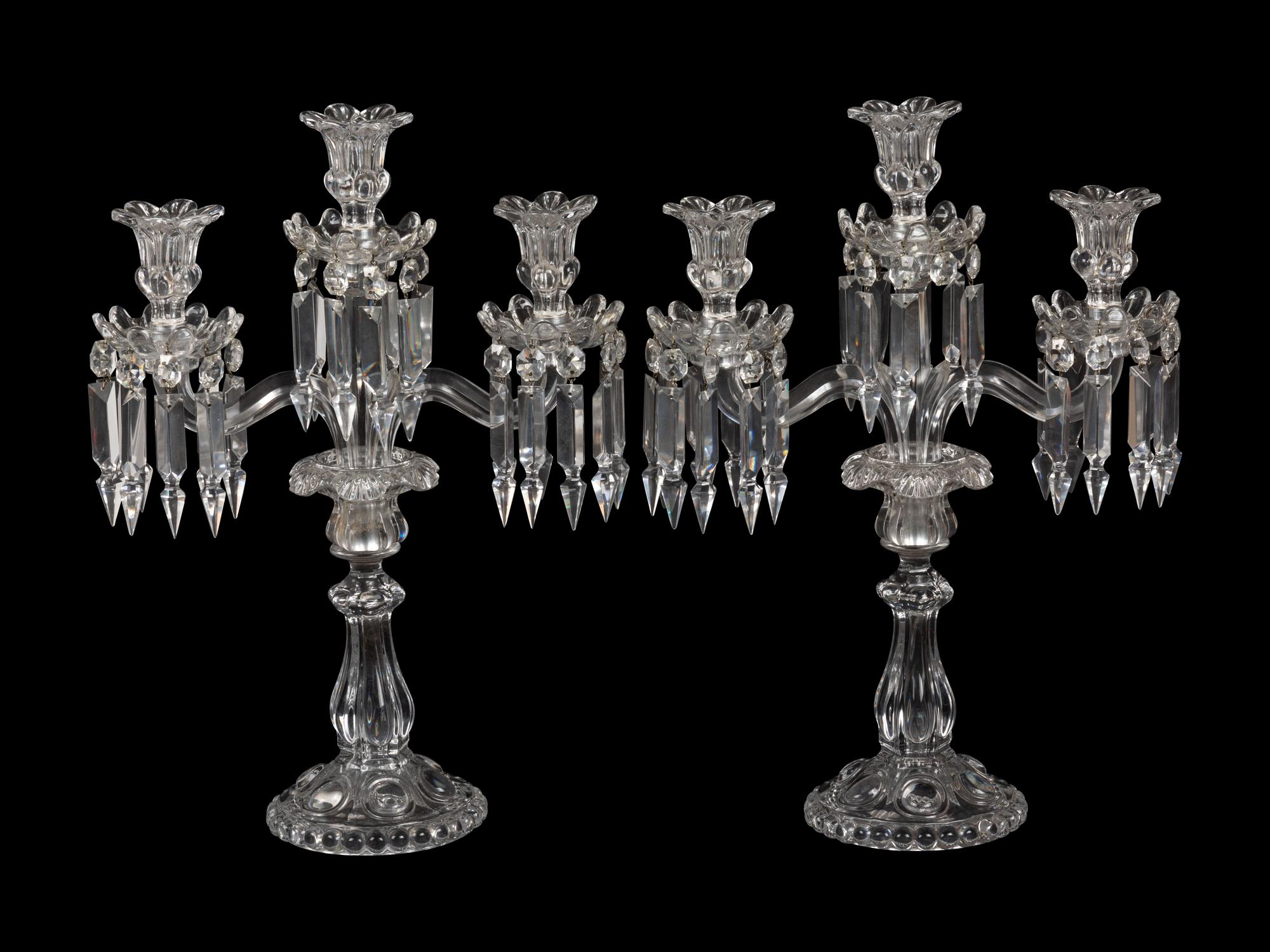 A Pair of Baccarat Molded Glass Candelabra