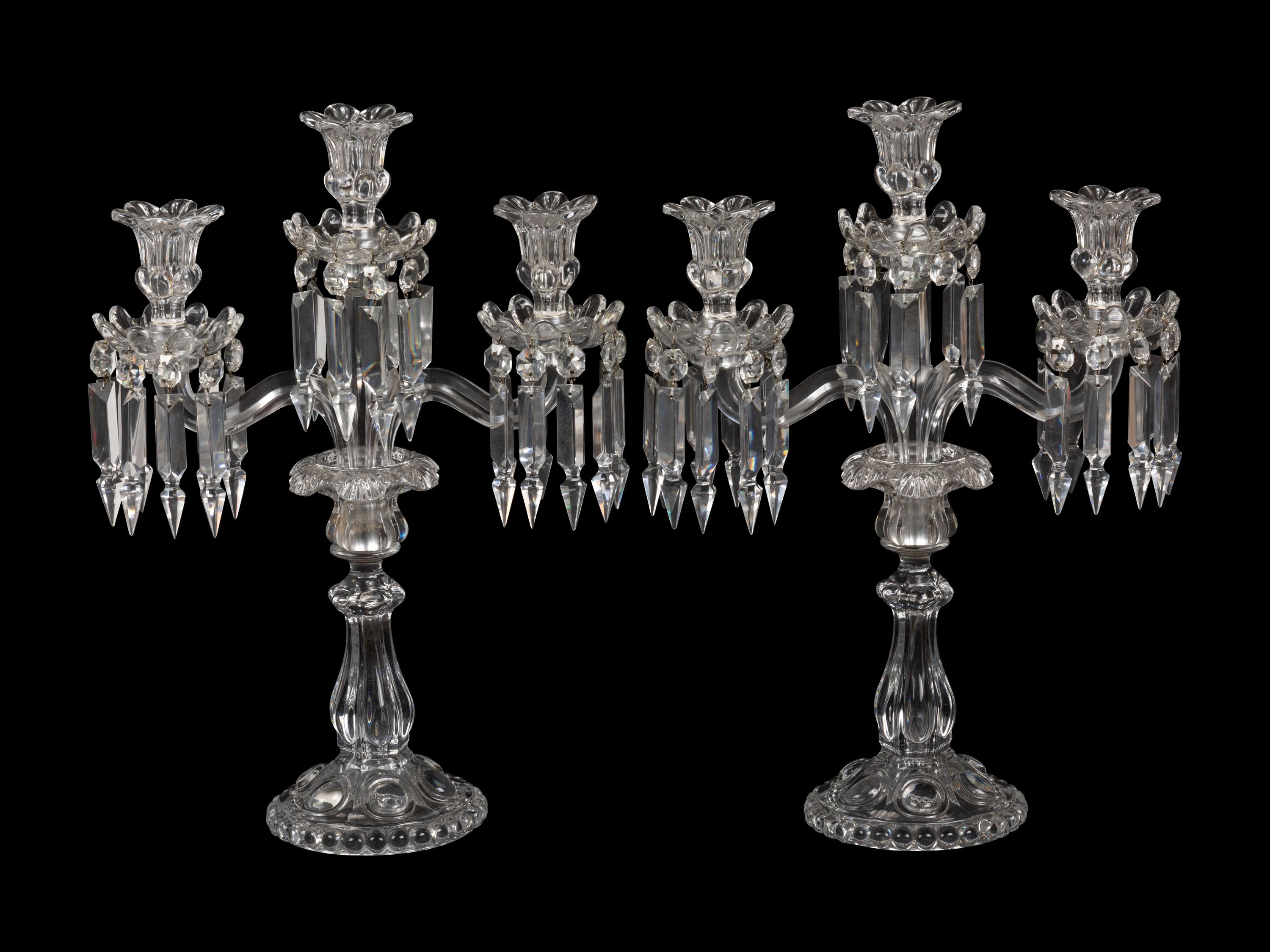 A Pair of Baccarat Molded Glass Candelabra