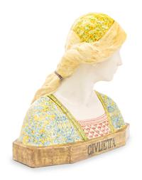 An Italian Faïence Bust after Angelo Minghetti (Italian, 1822-1885)