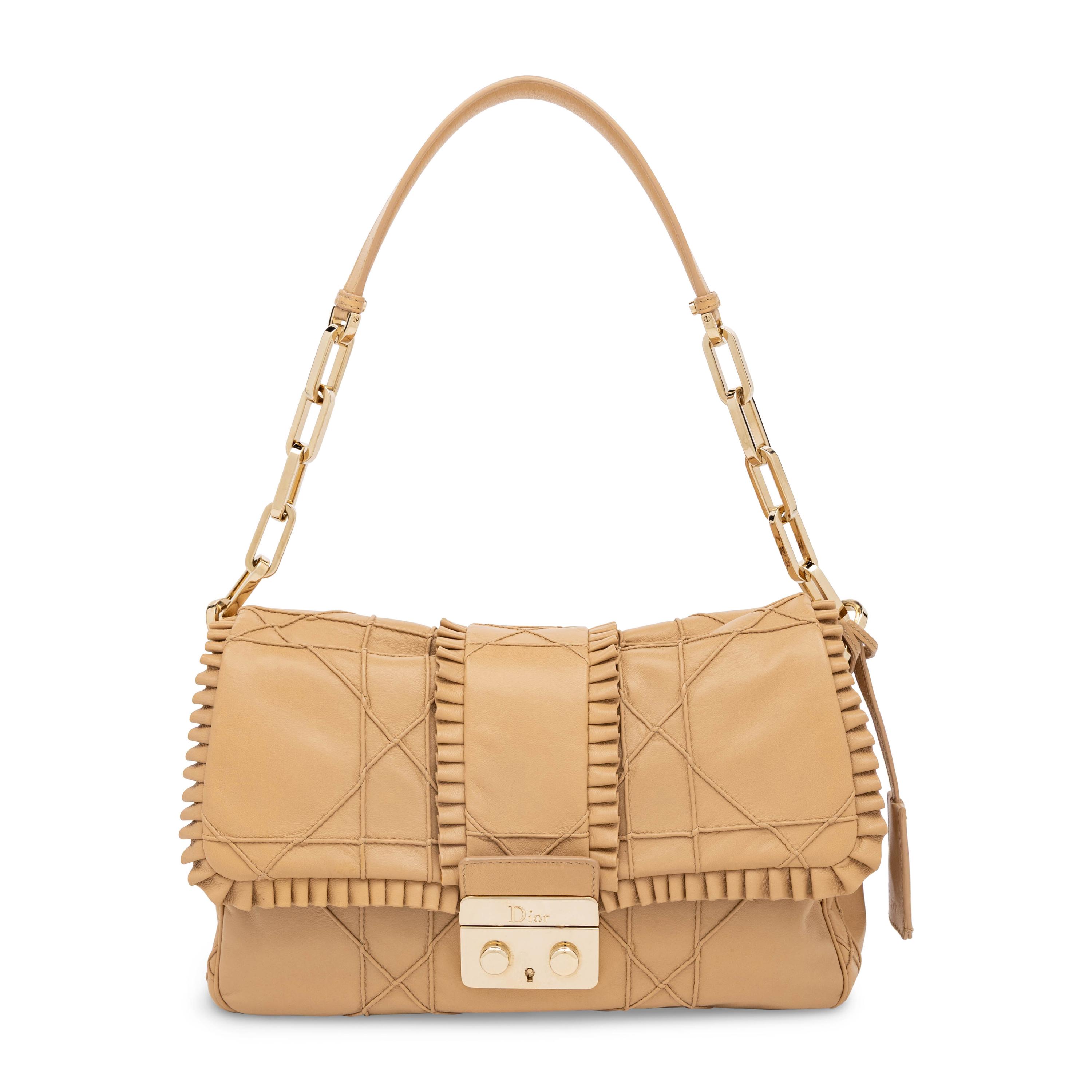 Christian Dior, New Lock Flap Bag in Tan Lambskin Leather