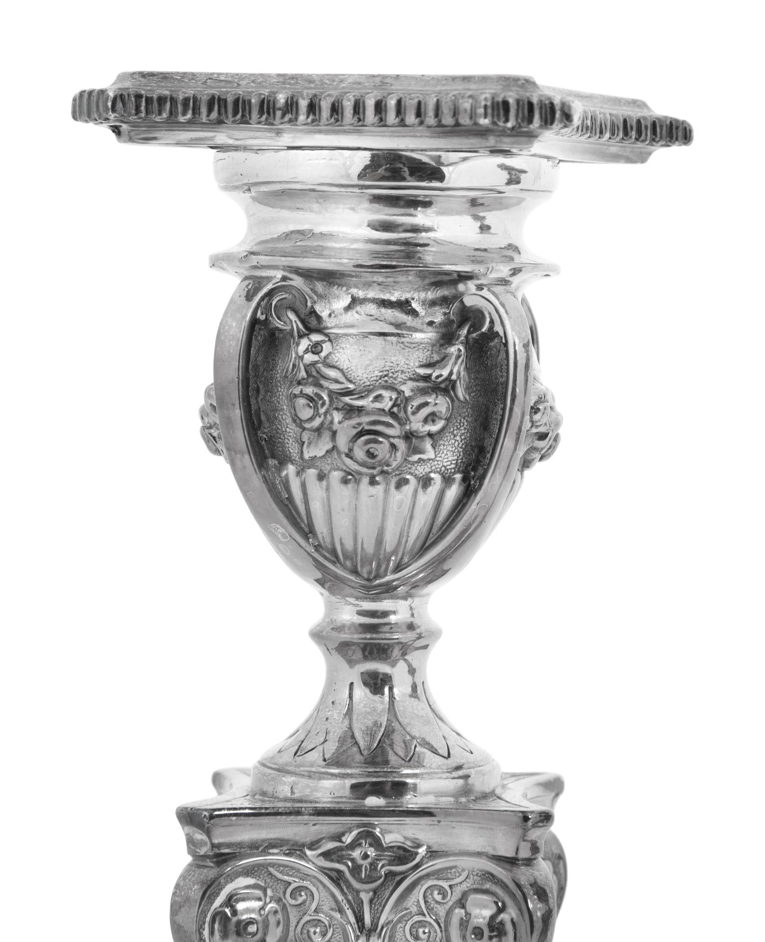 A Pair of Victorian Silver-Plate Candlesticks