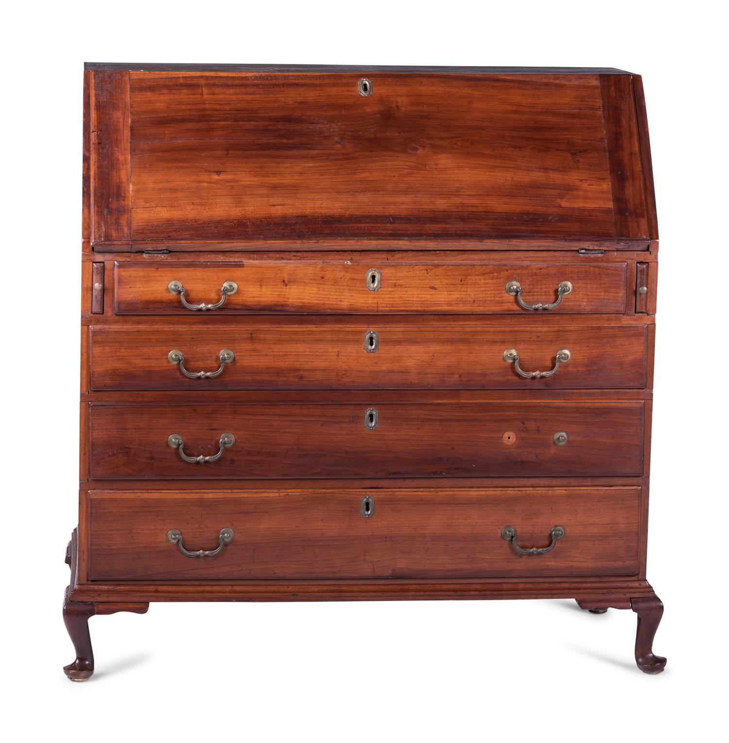 A Queen Anne Cherrywood Pad-Foot Slant Front Desk
