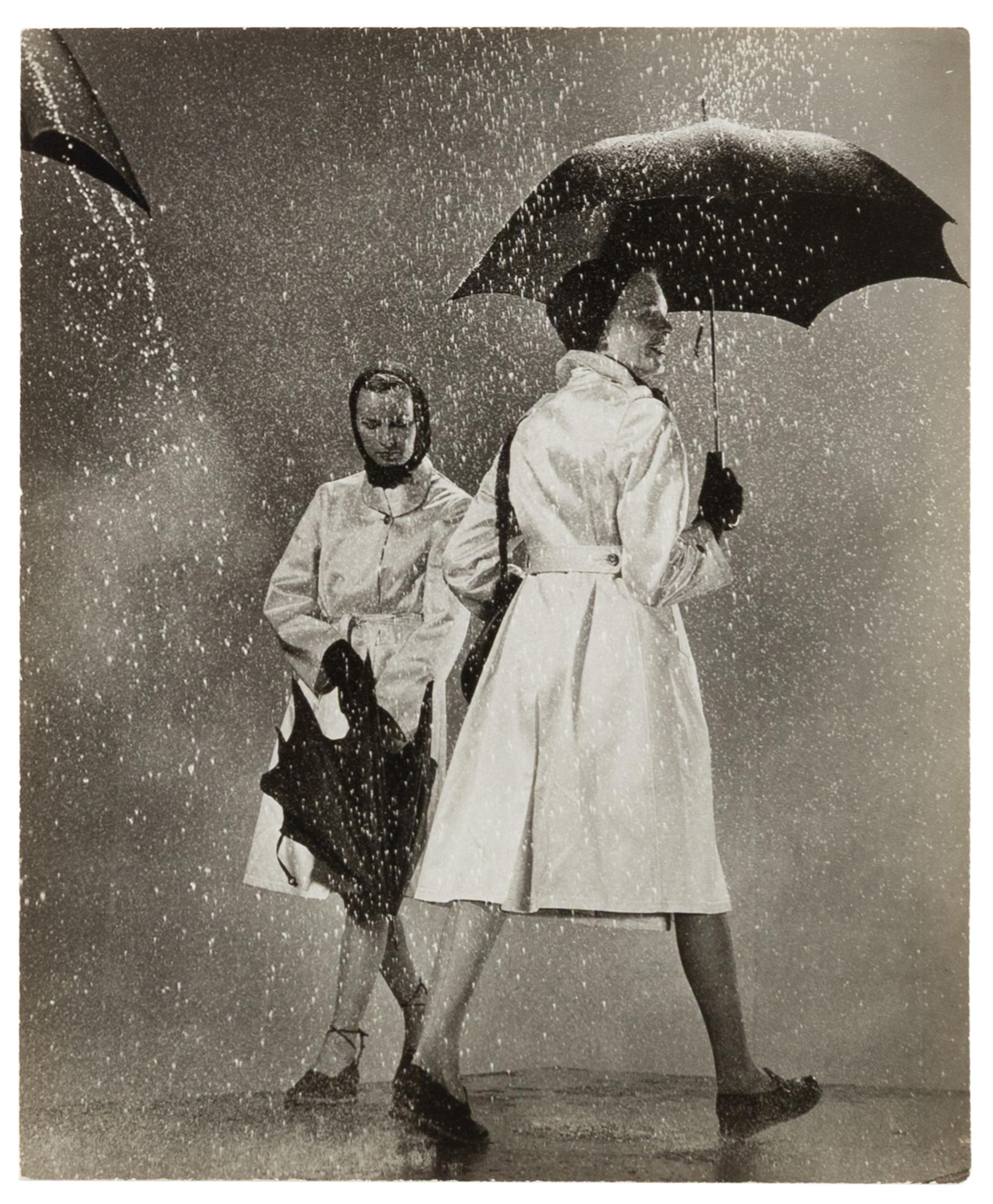 A Group of Four Works depicting models in the rain for Vogue, Glamour, and Life Magazines, 1941-45