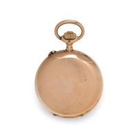 18K PINK GOLD CHRONOGRAPH OPEN FACE POCKET WATCH