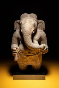 A Rare Khmer Sandstone Figure of Ganesha