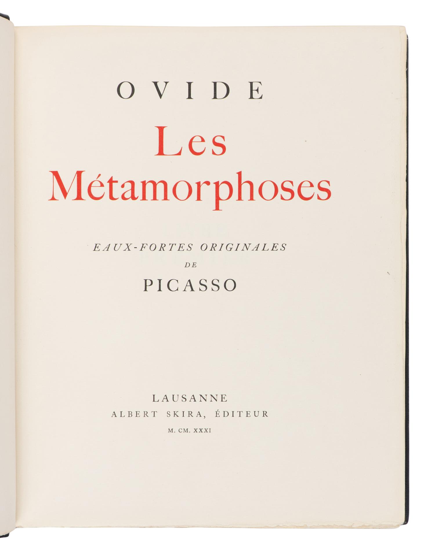[ARTIST BOOK]. -- [PICASSO, Pablo (1881-1973), illustrator]. OVID (43 BCE-17 CE). Les Metamorphoses. Lausanne: Albert Skira Editeur, 1931.