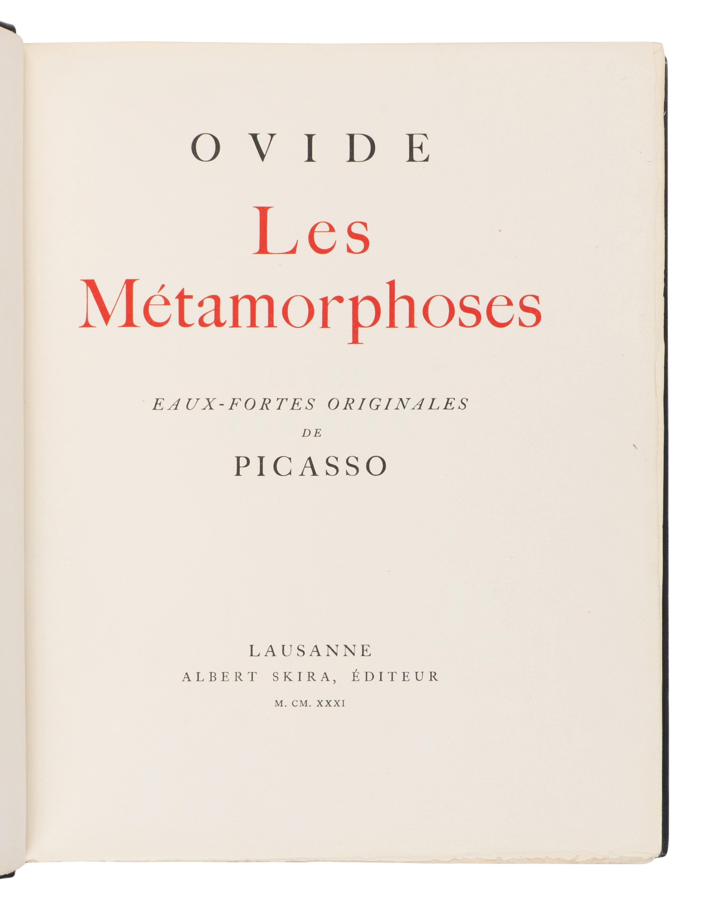 [ARTIST BOOK]. -- [PICASSO, Pablo (1881-1973), illustrator]. OVID (43 BCE-17 CE). Les Metamorphoses. Lausanne: Albert Skira Editeur, 1931.