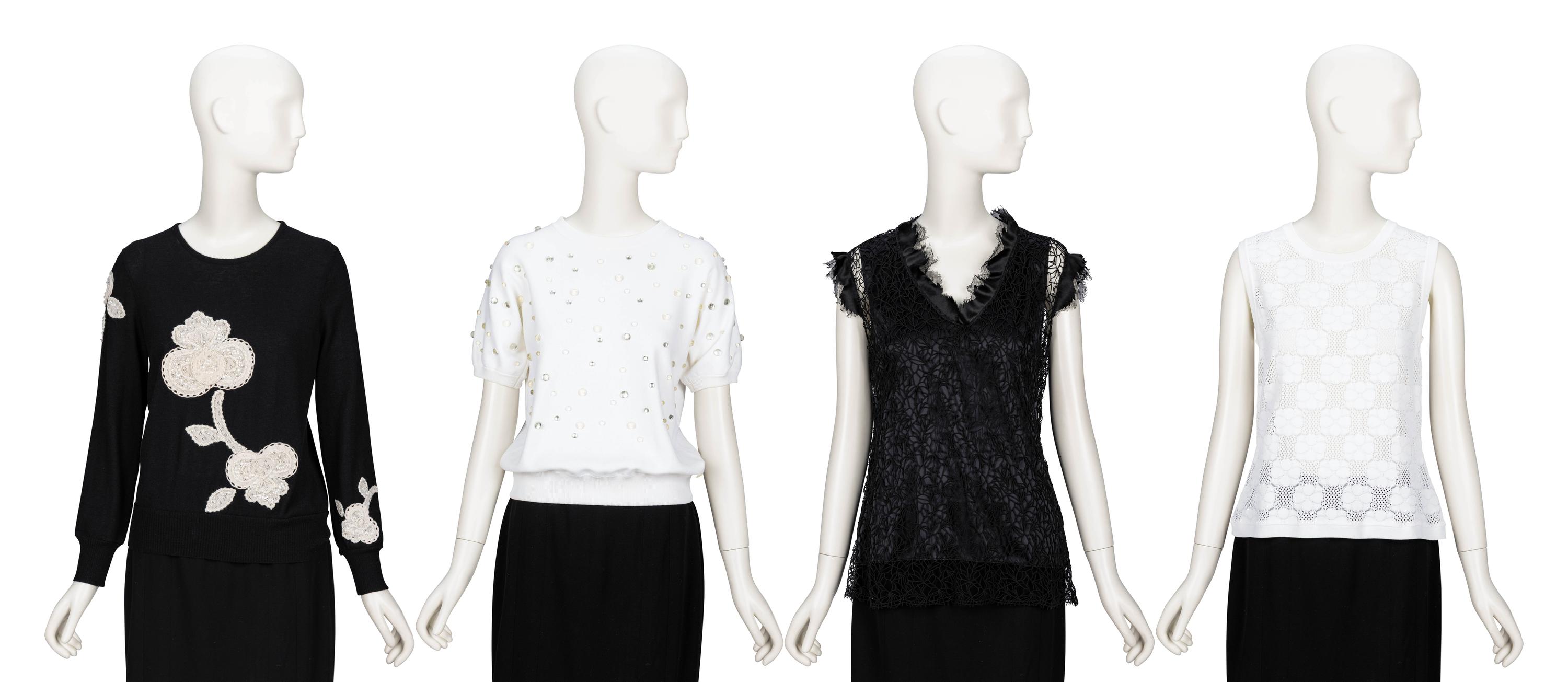 Chanel, Four Black & White Tops
