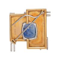 GILLIAN PACKARD, MODERNIST, BICOLOR GOLD, UNHEATED CEYLON SAPPHIRE AND DIAMOND BROOCH