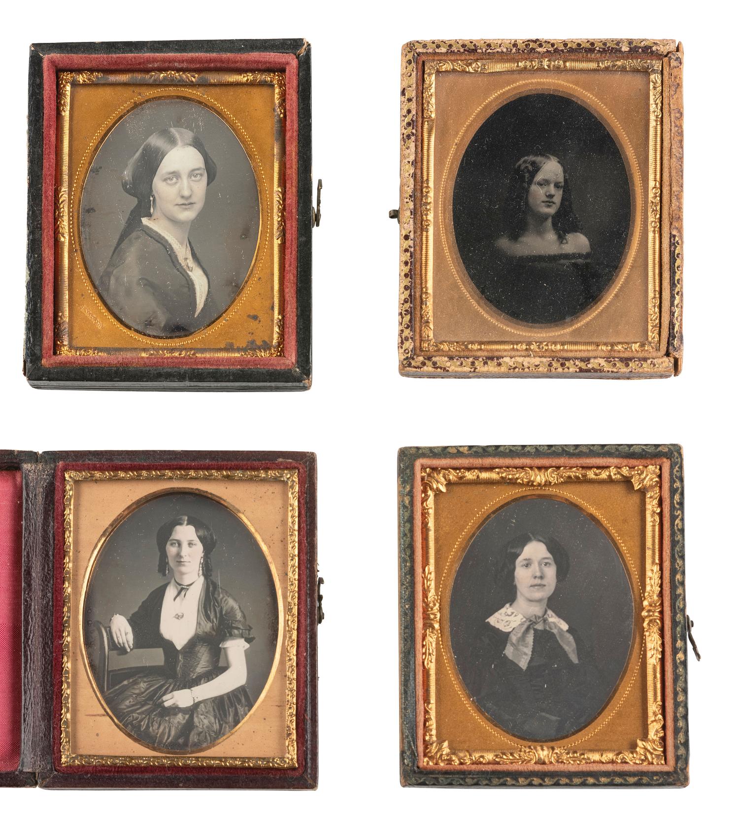 [EARLY PHOTOGRAPHY]. 13 daguerreotypes and one ambrotype of lovely young ladies.