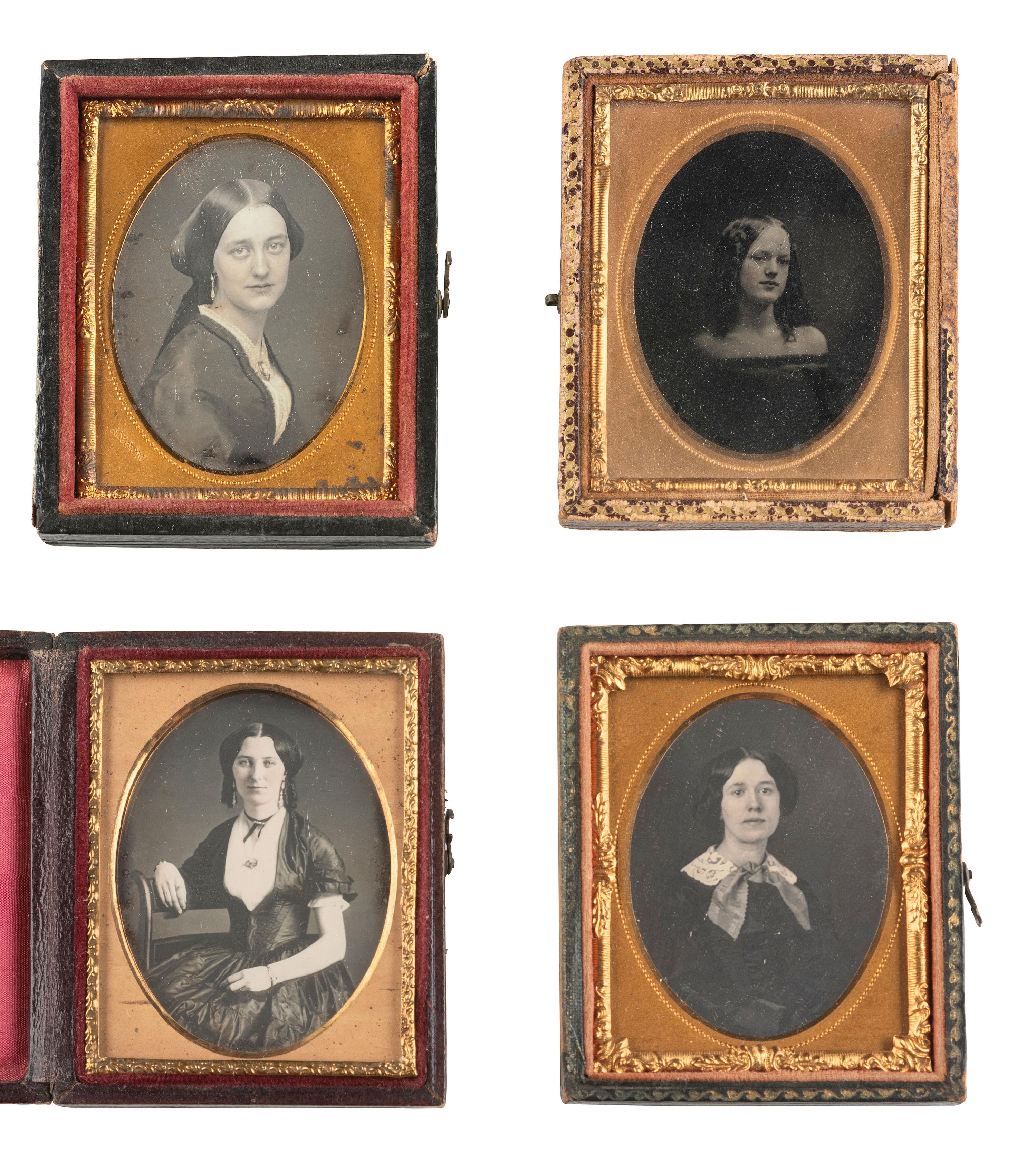 [EARLY PHOTOGRAPHY]. 13 daguerreotypes and one ambrotype of lovely young ladies.
