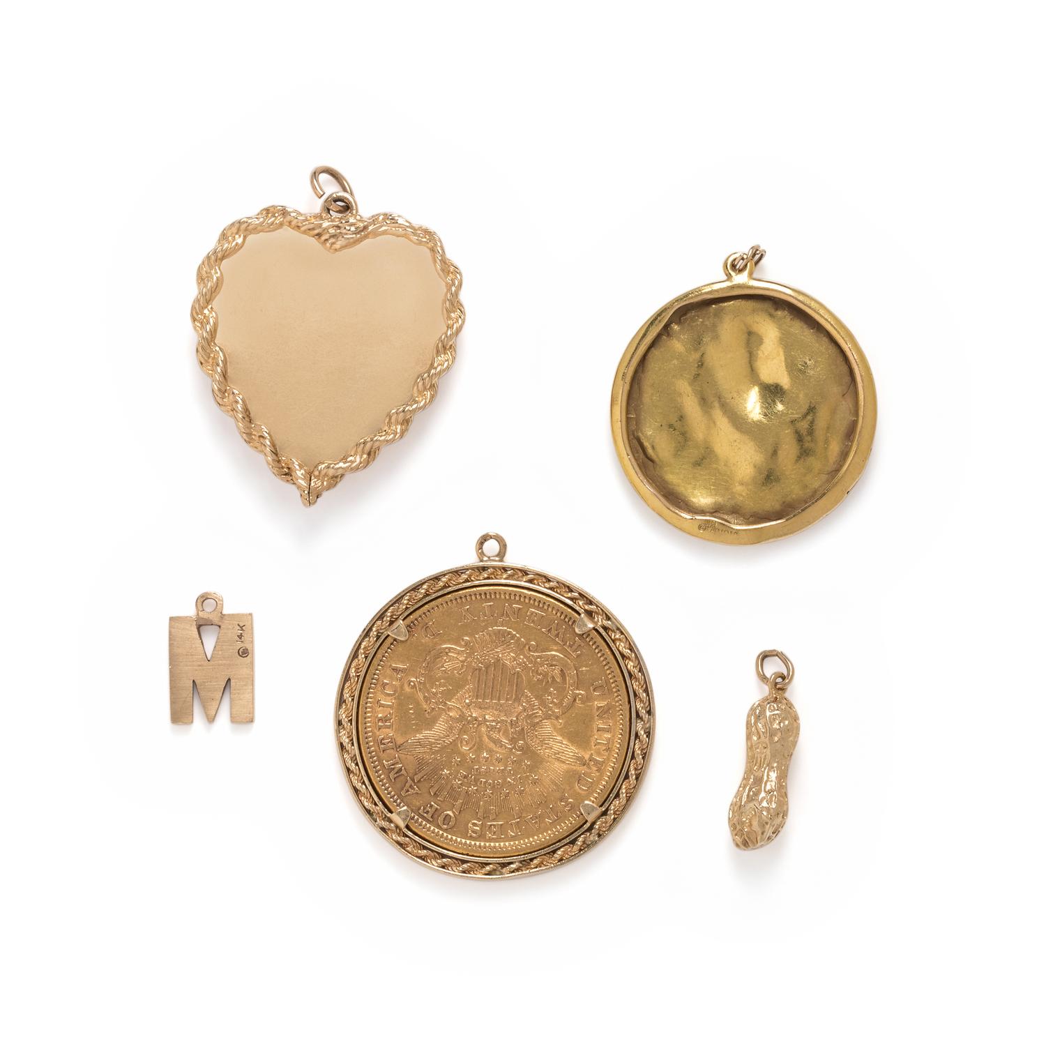 COLLECTION OF YELLOW GOLD CHARMS