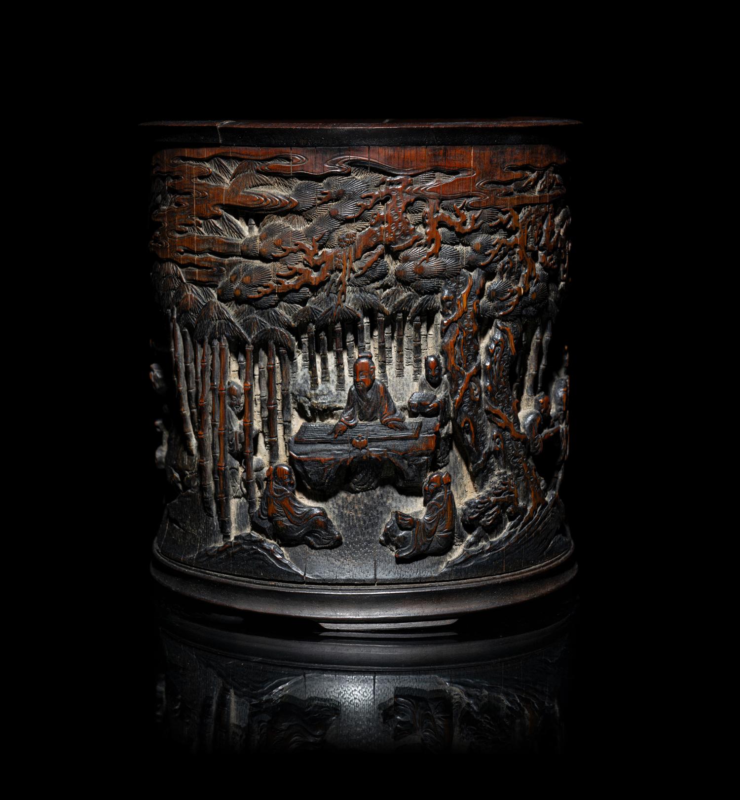 A Chinese Carved Bamboo Brushpot, Bitong