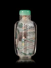 An Inside Painted Rock Crystal 'Scholars' Snuff Bottle