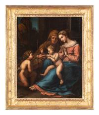 Continental School, 18th Century Religious Scene Depicting Mary, Jesus, Elizabeth and John oil on canvas 17 x 14 inches.