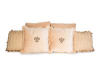 Six Light Coral Silk and Velvet Pillows — 20th Century