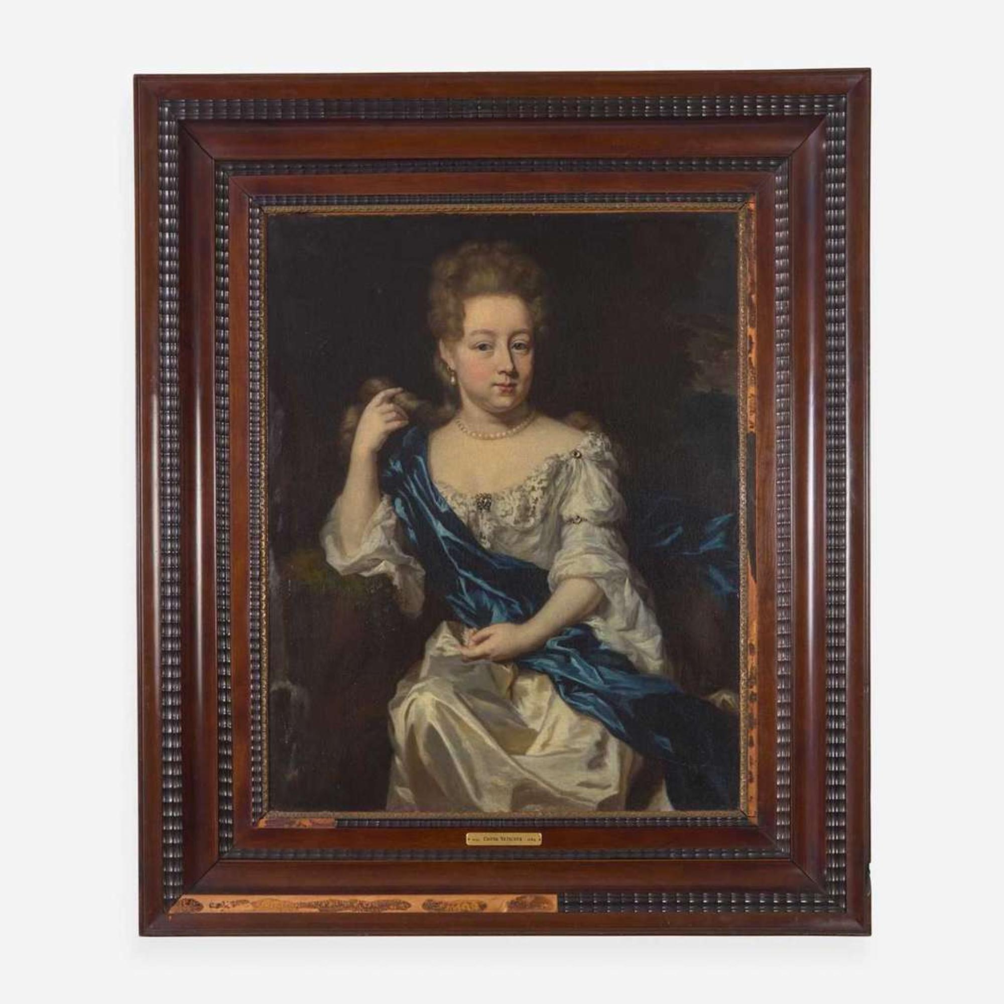 Circle of Johannes van der Stock (Dutch, active 1656-1676) Portrait of a Gentleman, Bust-Length; together with Portrait of a Lady with Blue Sash, Bust-Length (A Pair)