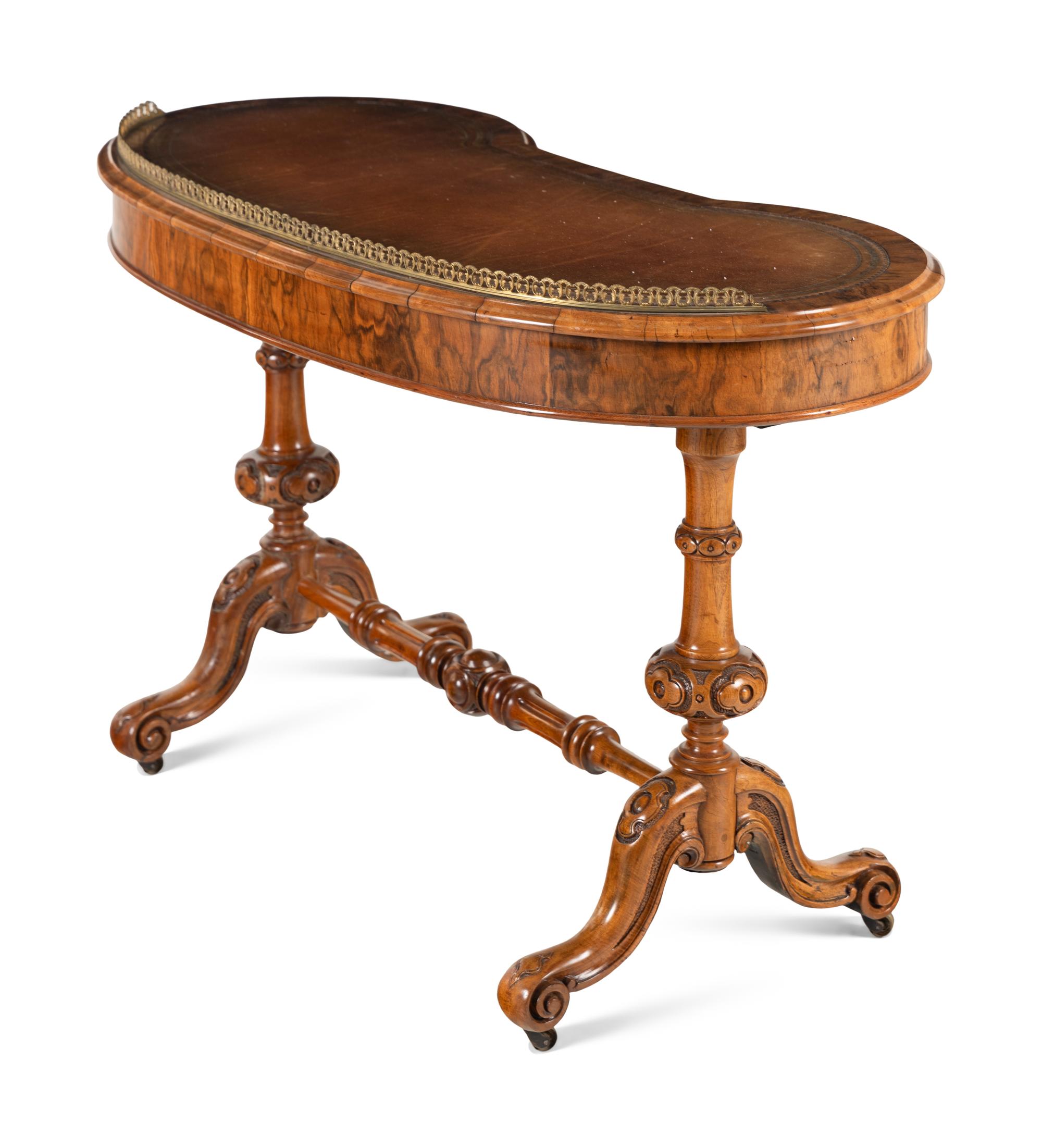 A William IV Walnut Kidney-Shaped Writing Desk