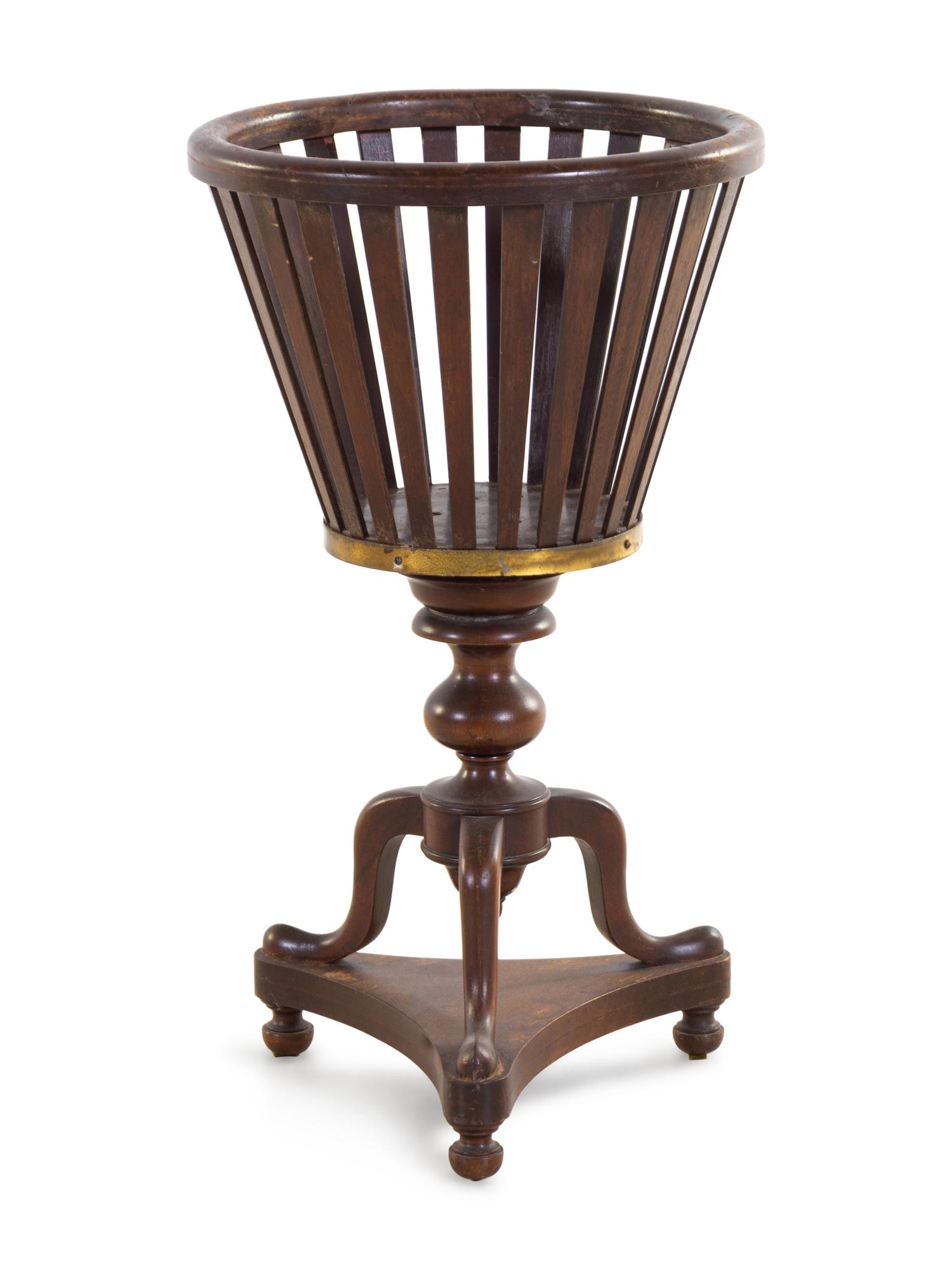 A Regency Style Brass Banded Mahogany Jardiniere