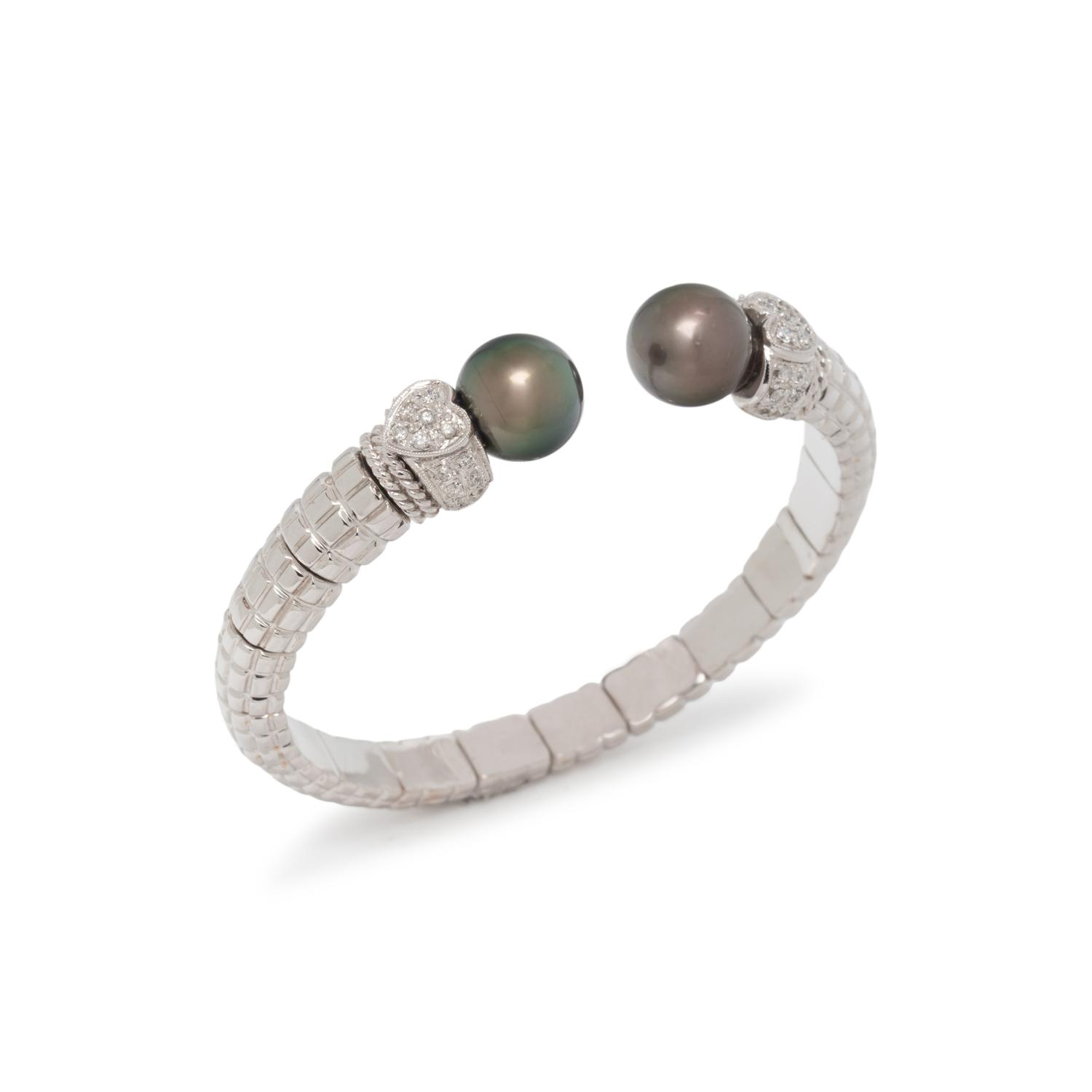 CULTURED PEARL AND DIAMOND CUFF BRACELET