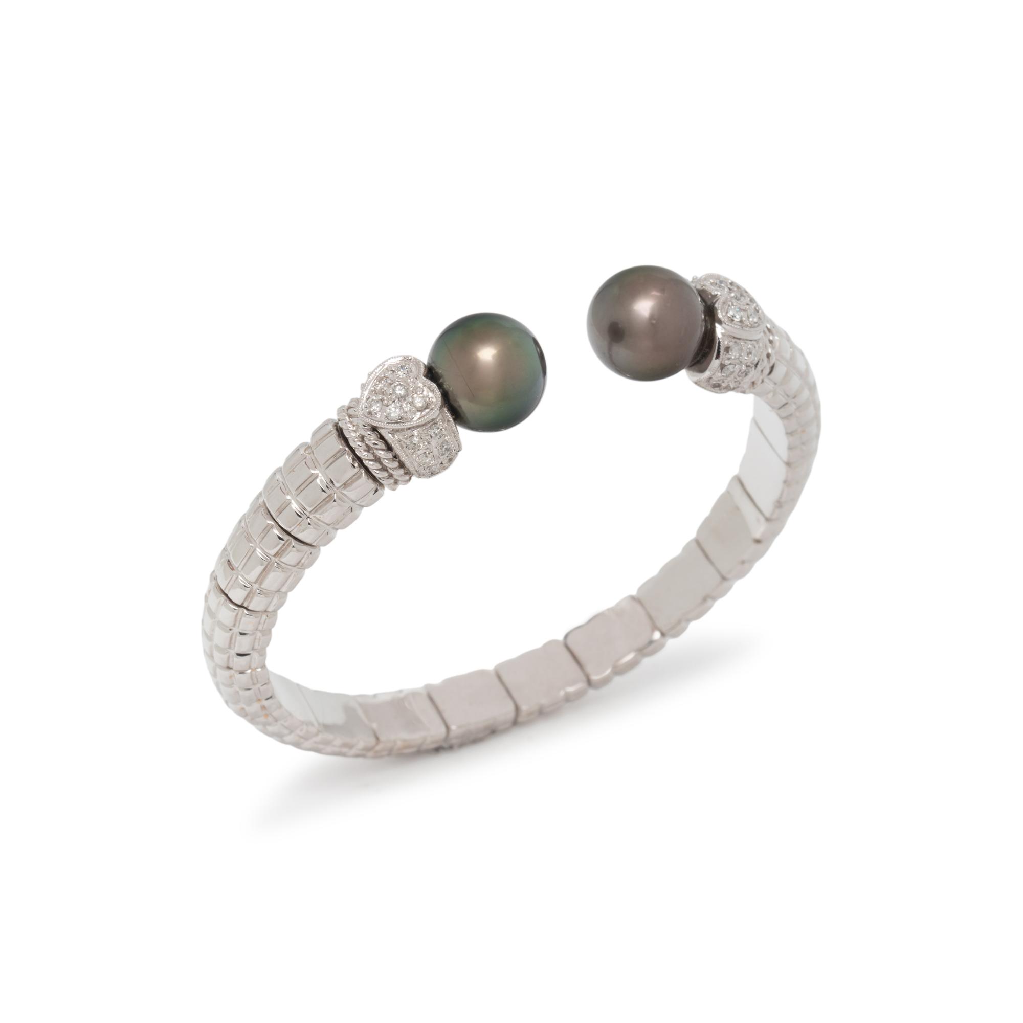 CULTURED PEARL AND DIAMOND CUFF BRACELET