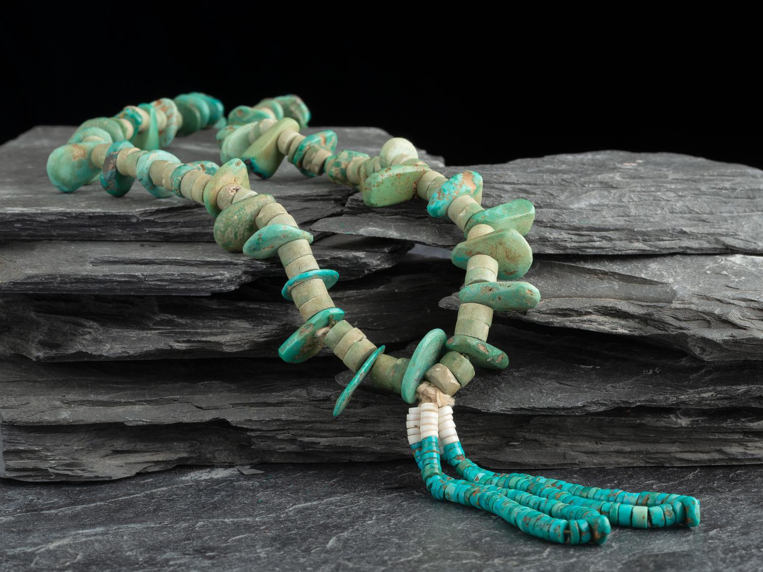 Pueblo or Navajo Turquoise Tab Necklace, with Joclas