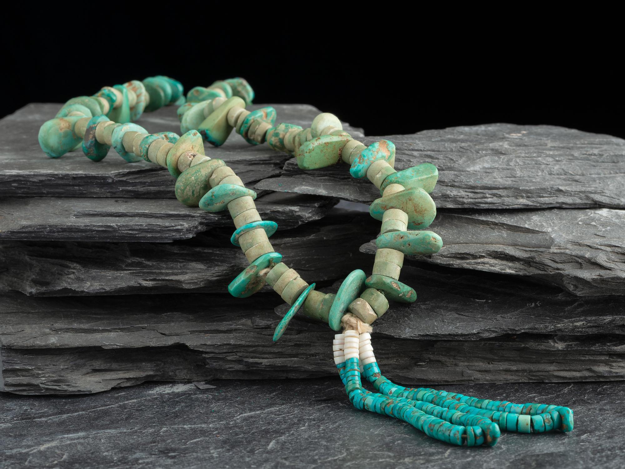 Pueblo or Navajo Turquoise Tab Necklace, with Joclas