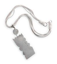 Silver and Turquoise Pendant, on a Four-Strand Suede Necklace