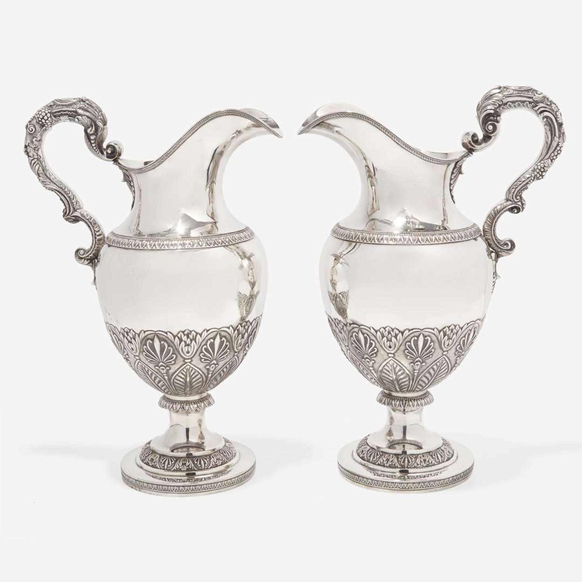 A pair of Classical Revival silver ewers Thomas Fletcher (1787-1866), Philadelphia, PA, circa 1830