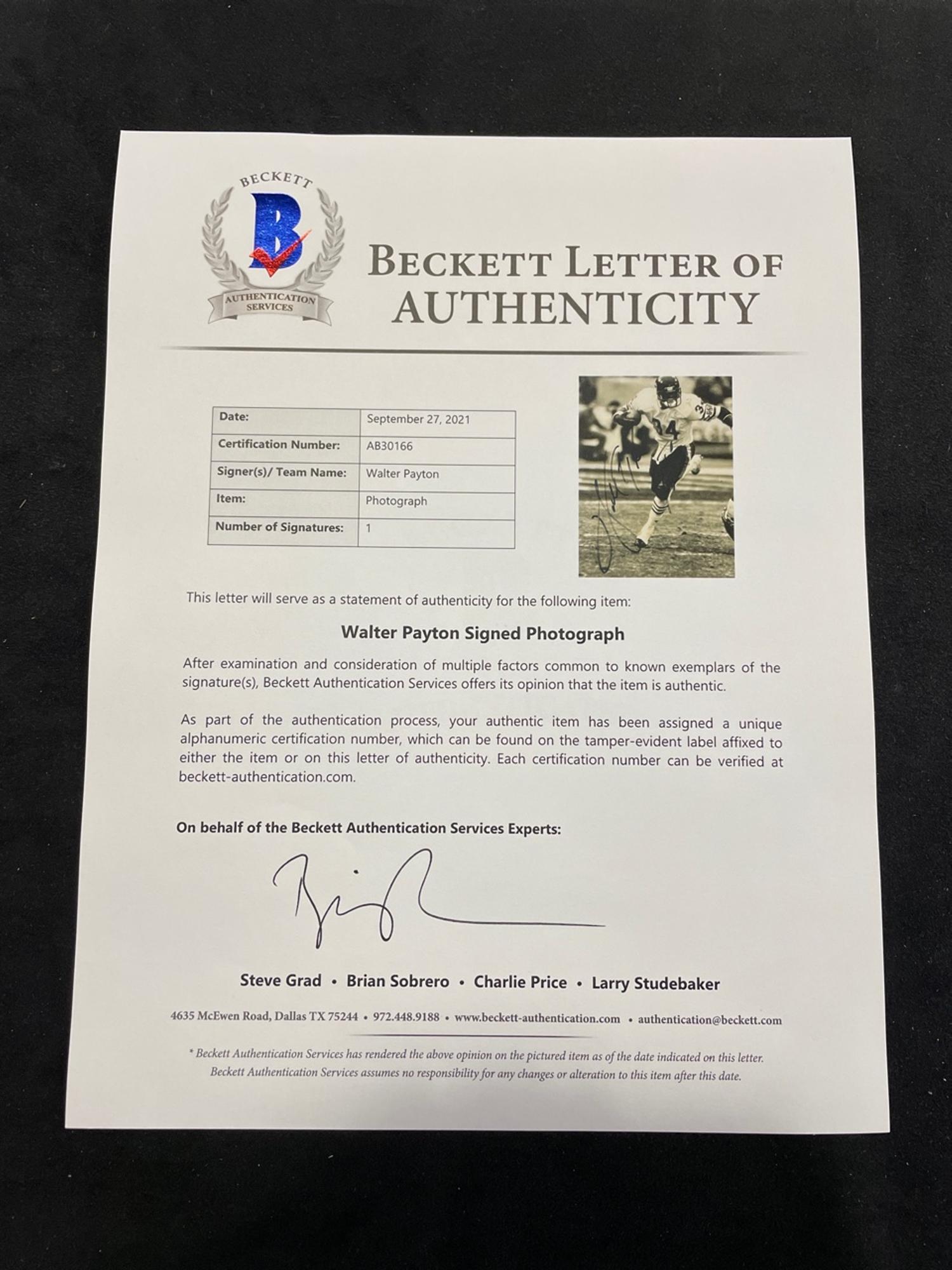 A Group of Mike Ditka and Walter Payton Chicago Bears Signed Autograph Photos (BAS Beckett Authentication Services Certified),