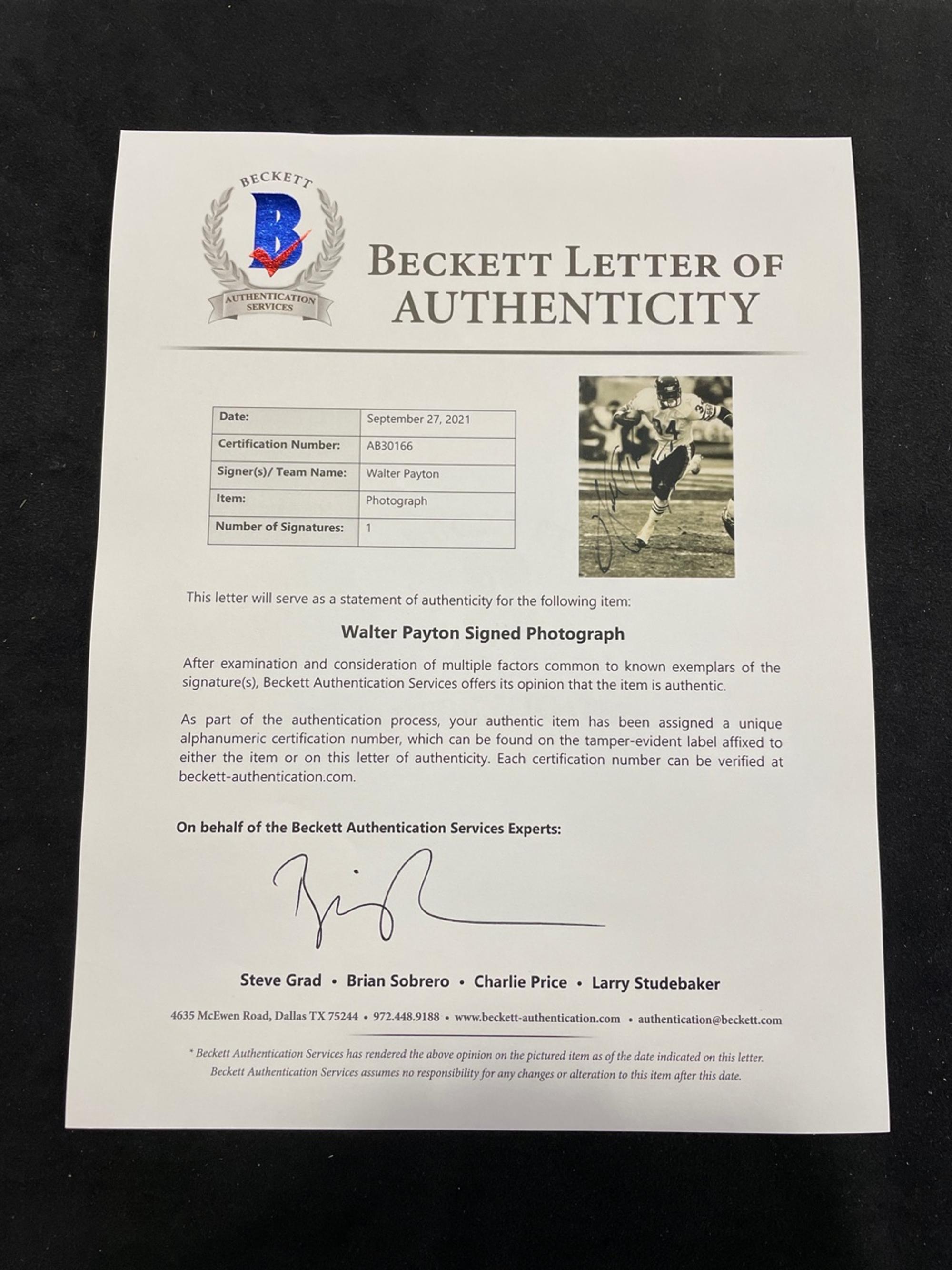 A Group of Mike Ditka and Walter Payton Chicago Bears Signed Autograph Photos (BAS Beckett Authentication Services Certified),