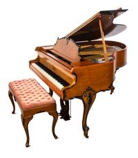 An American Parcel Ebonized Walnut Baby Grand Piano Length of case 62 inches. — EARLY 20TH CENTURY
