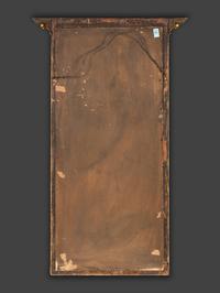 A Classical Giltwood and Reverse Painted Panel Inset Looking Glass