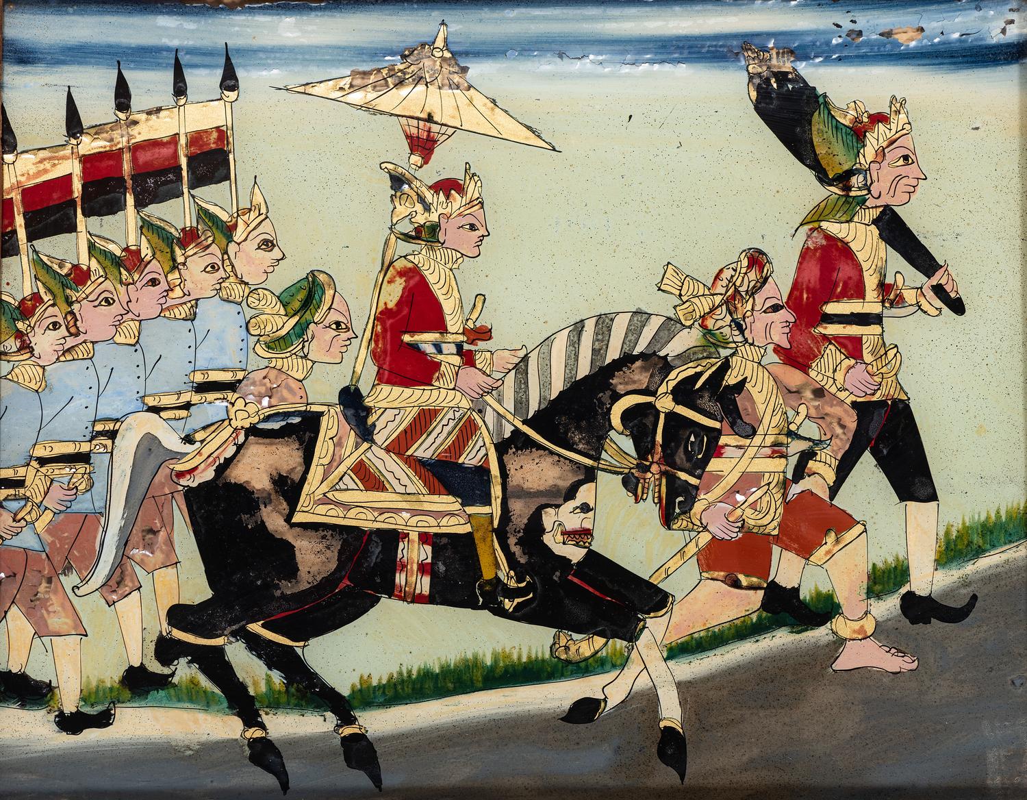 Three Javanese Reverse Glass Paintings