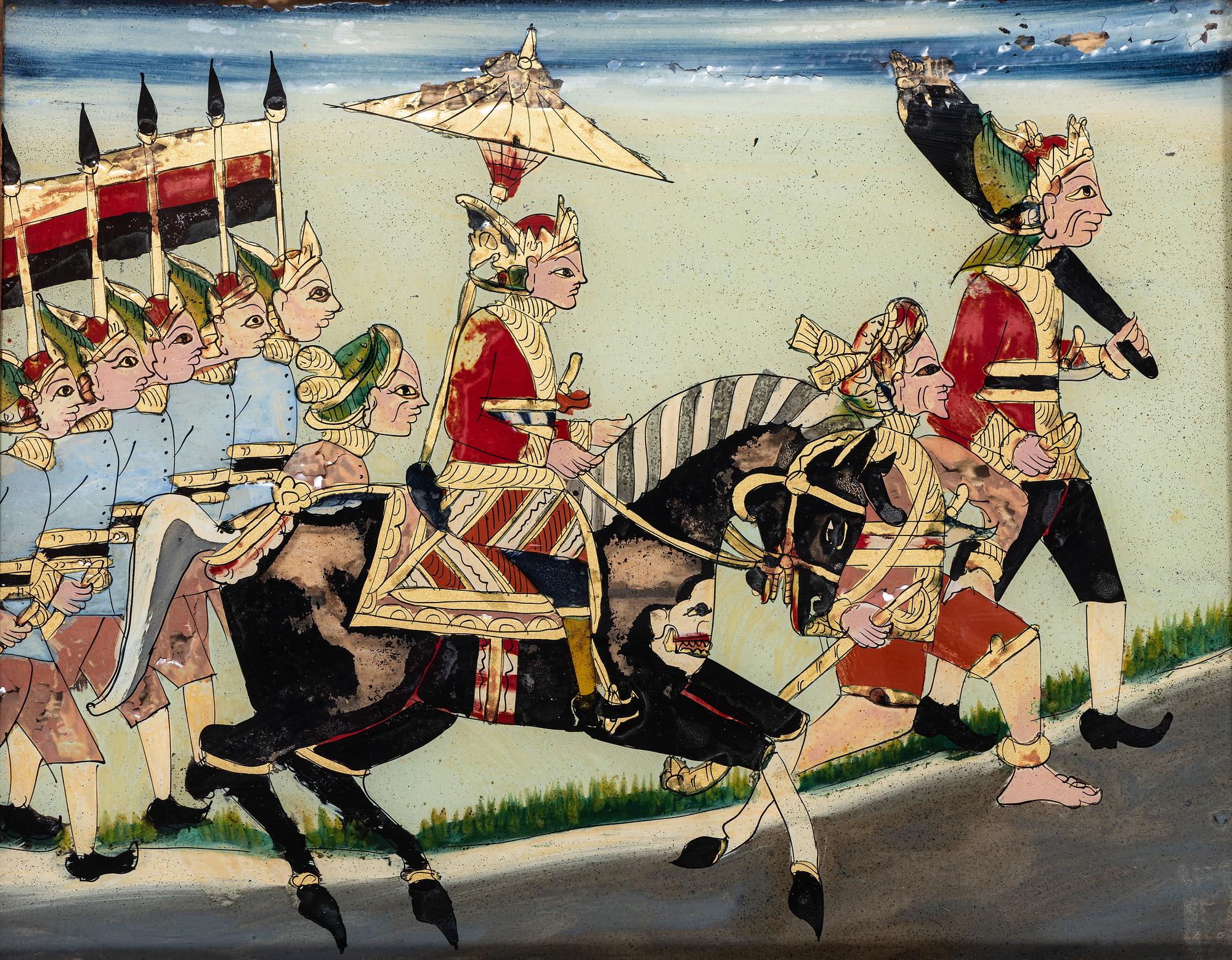 Three Javanese Reverse Glass Paintings