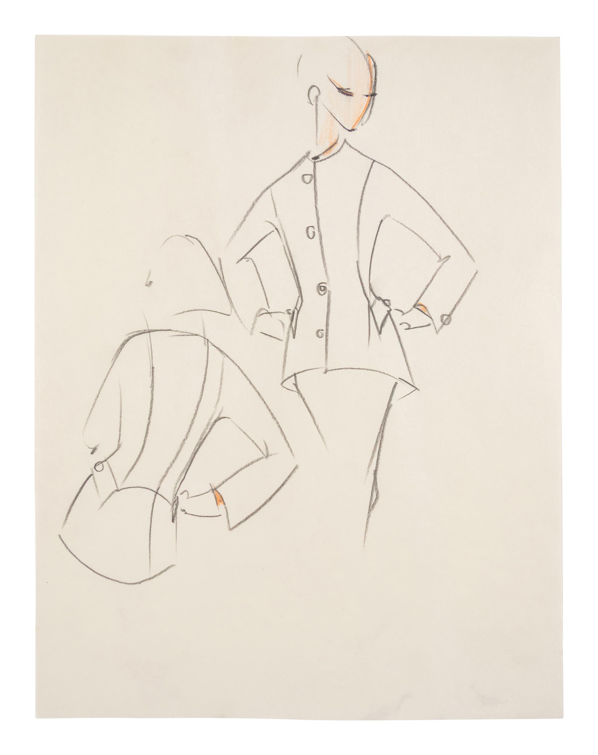 Group of Fifteen Geoffrey Beene Fashion Sketches , by Alfredo Cabrera