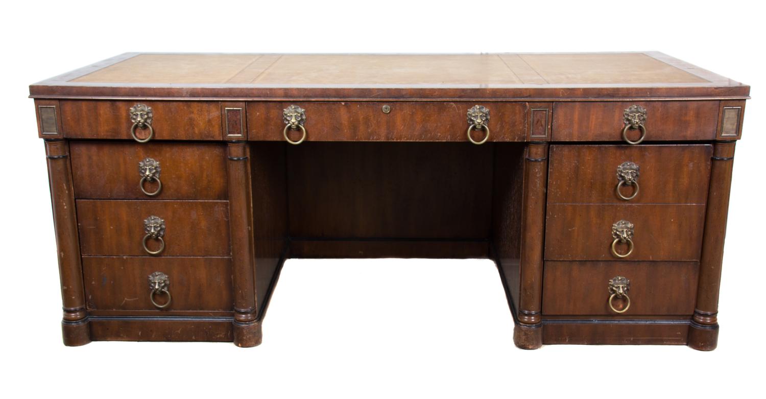 A Georgian Style Mahogany Desk Height 30 1/2 x width 76 x depth 36 inches. — BY KITTINGER