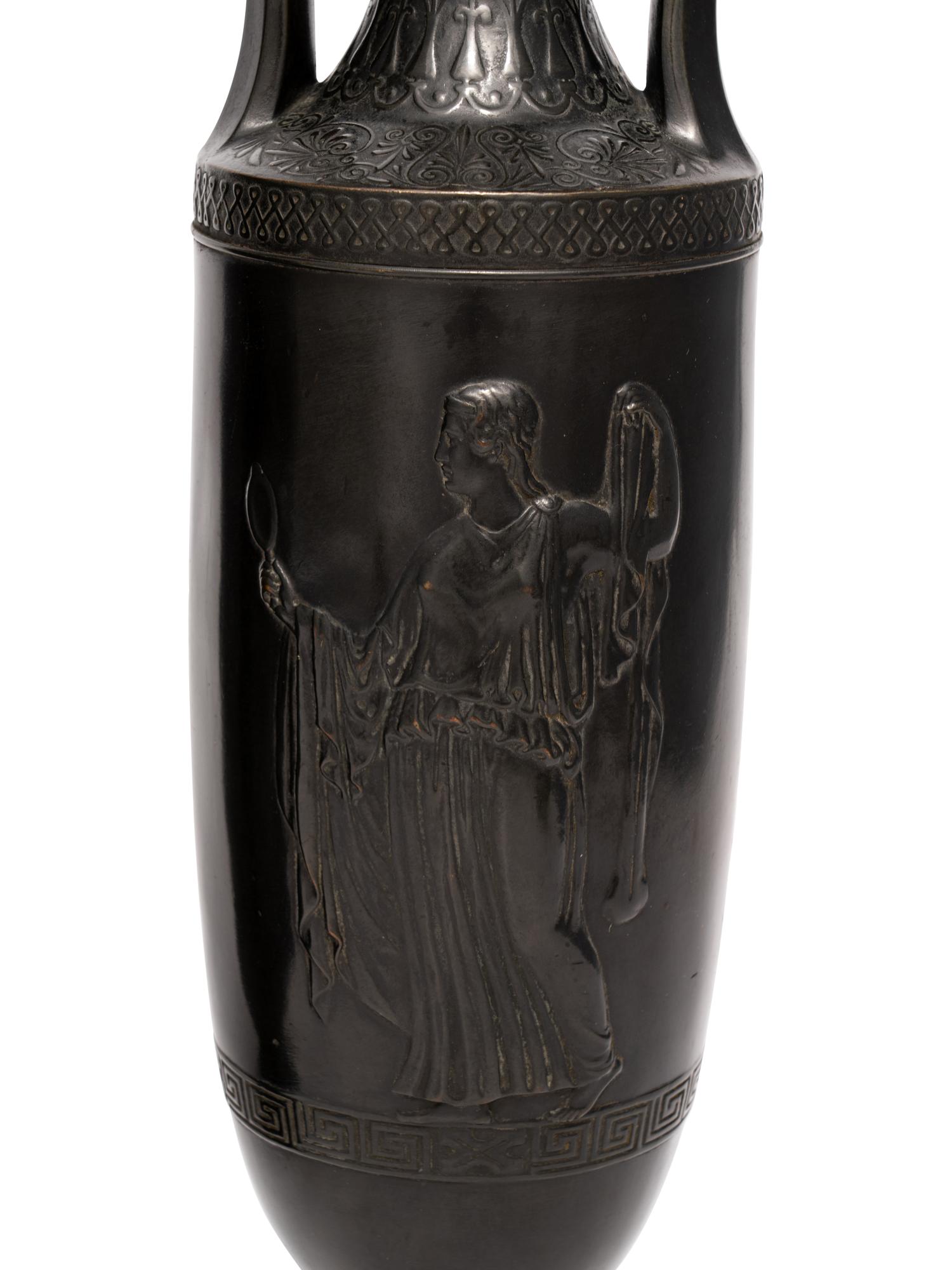 A Pair of Attic Style Bronze Vases