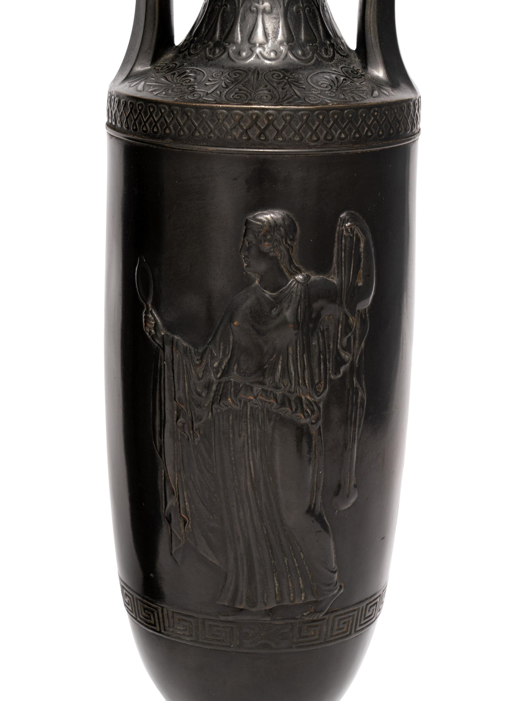 A Pair of Attic Style Bronze Vases