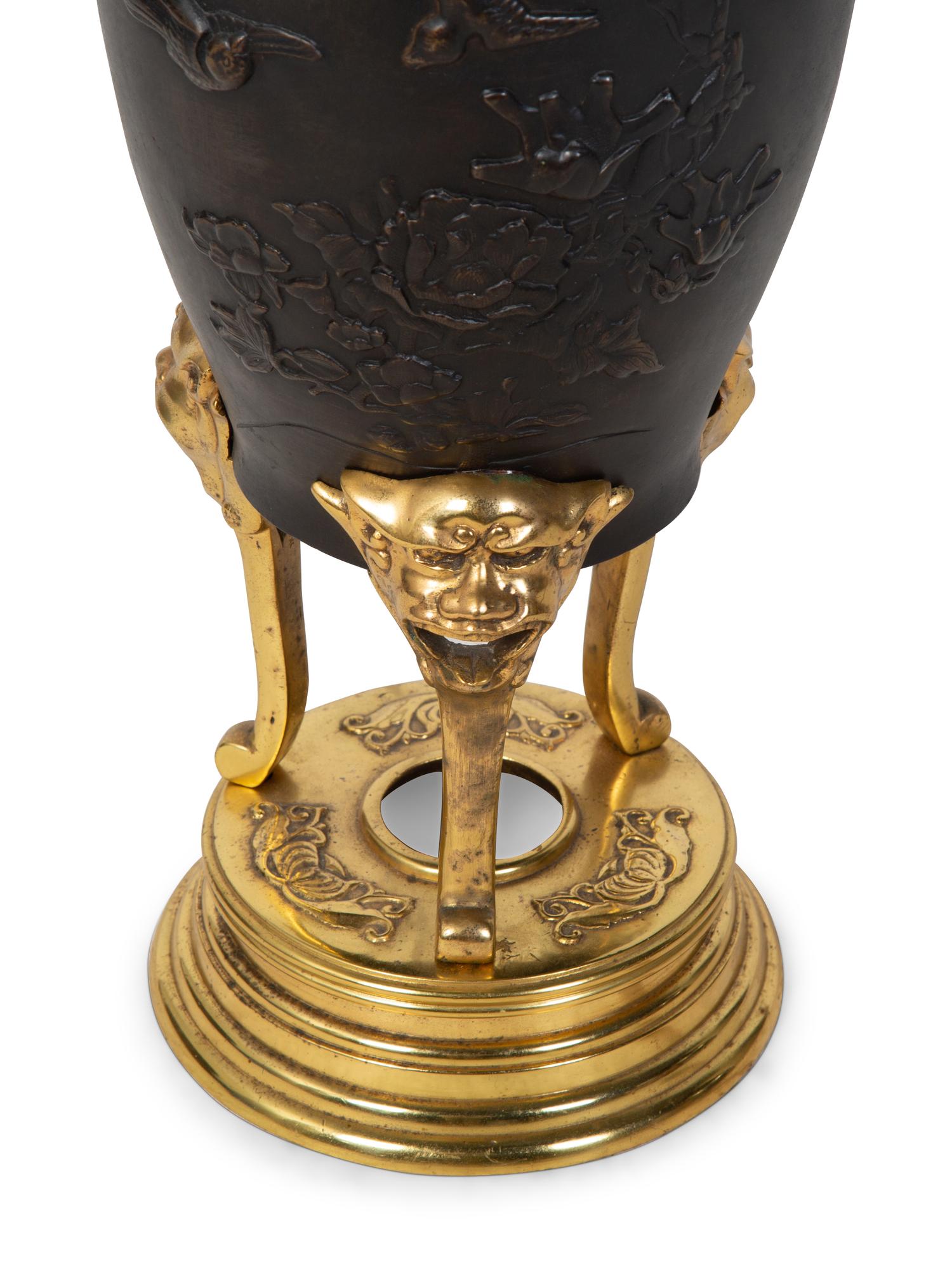 A Chinoiserie Decorated and Gilt Bronze Mounted Urn — 19TH CENTURY