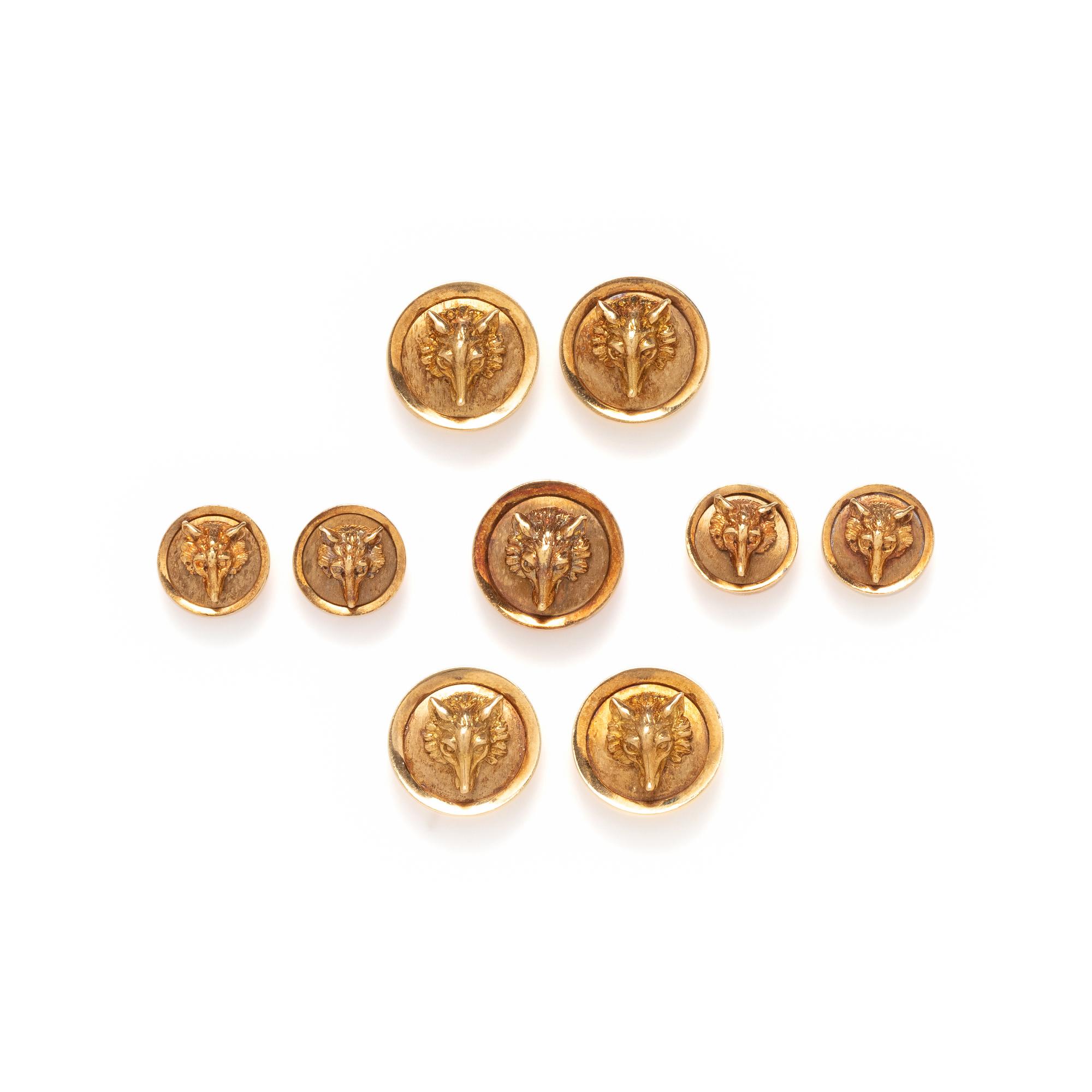 GUCCI, YELLOW GOLD BUTTON SET
