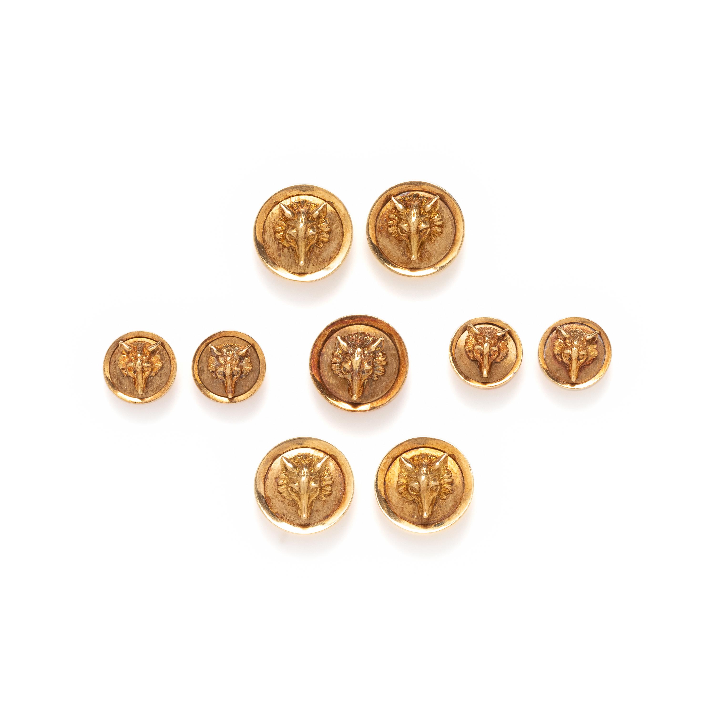 GUCCI, YELLOW GOLD BUTTON SET