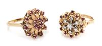 A Collection of 14 Karat Yellow Gold, Ruby and Diamond Rings, 10.60 dwts.